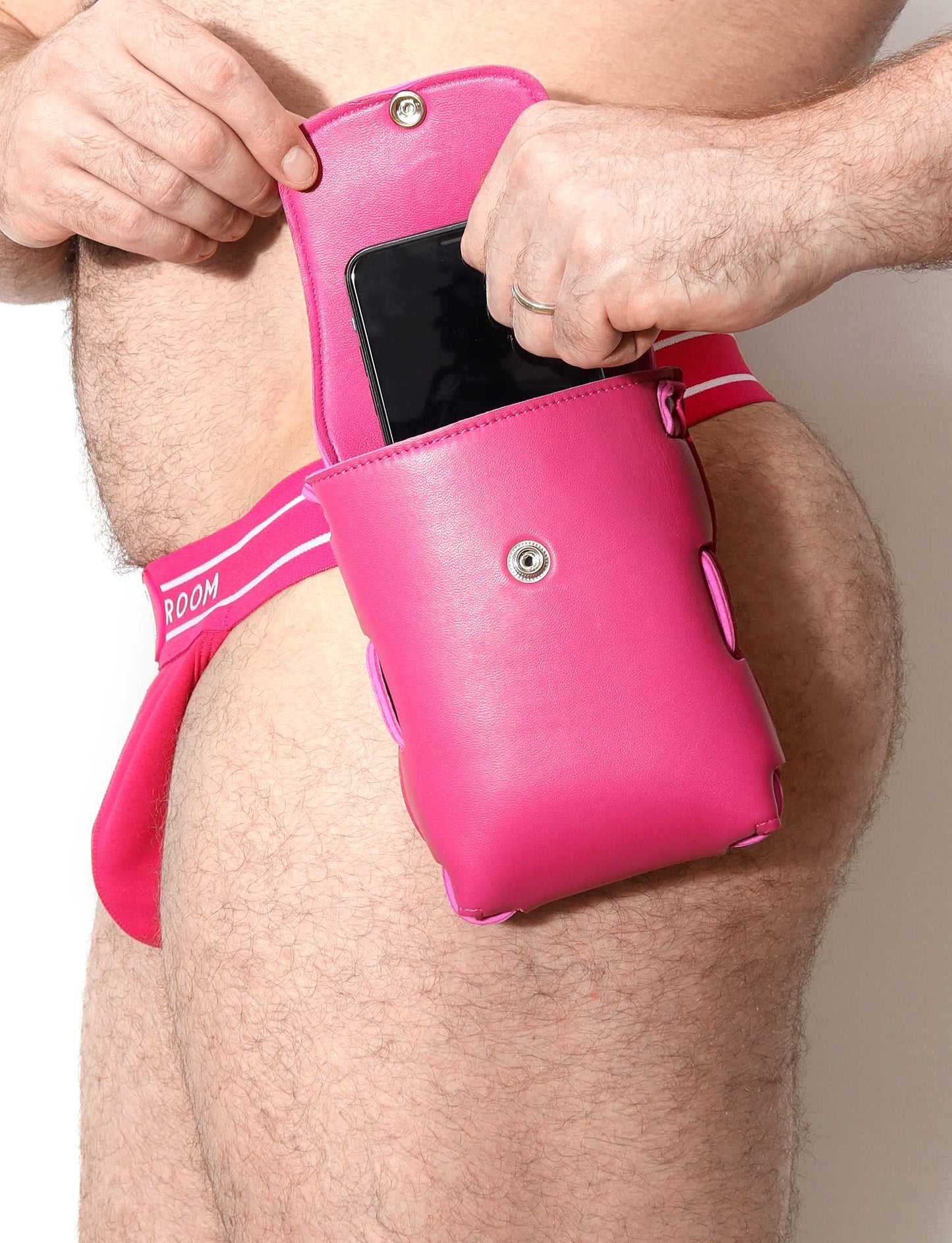 Clip-on Leather Pouch - Fuchsia