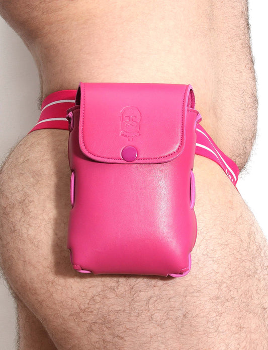 Clip-on Leather Pouch - Fuchsia