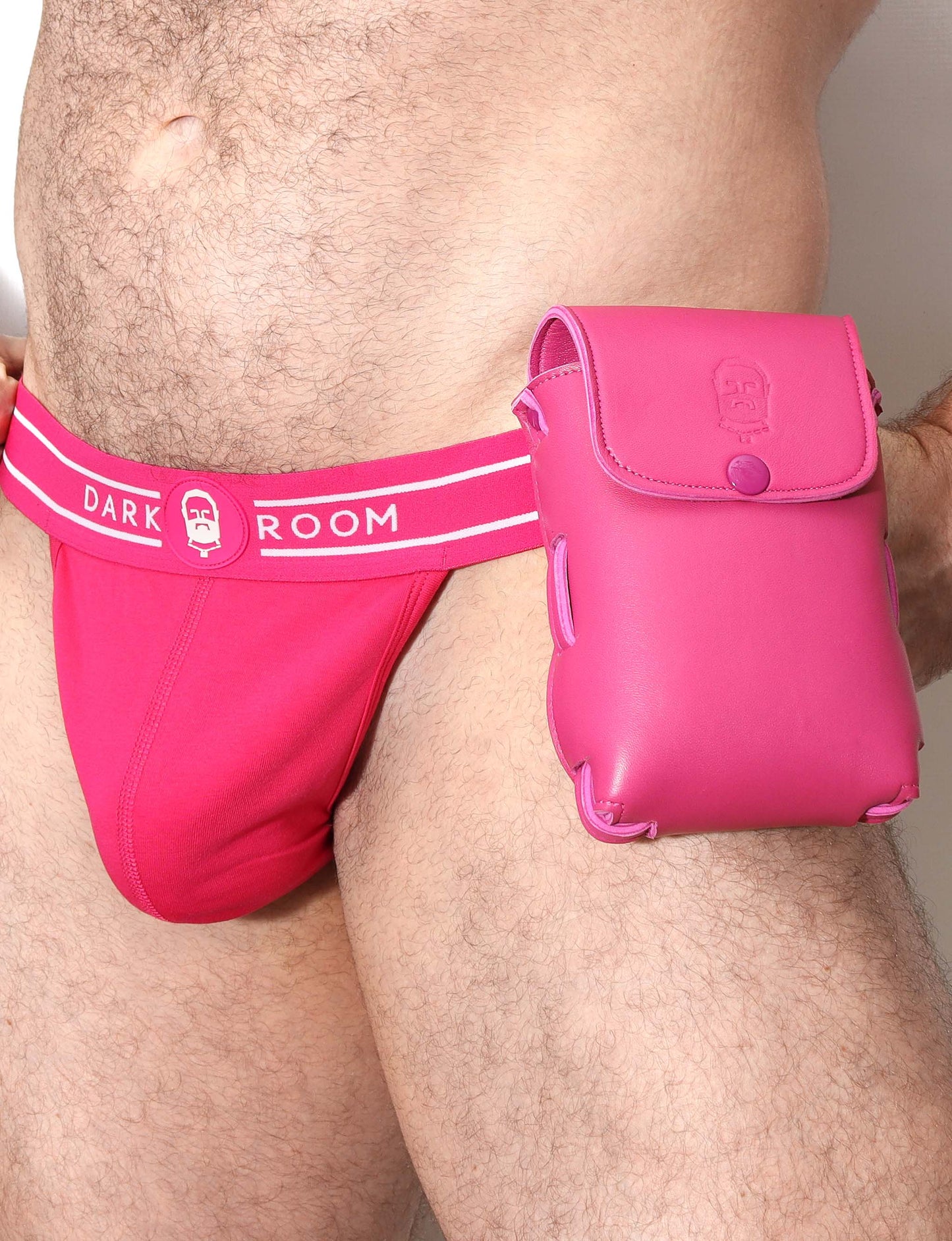 Clip-on Leather Pouch - Fuchsia