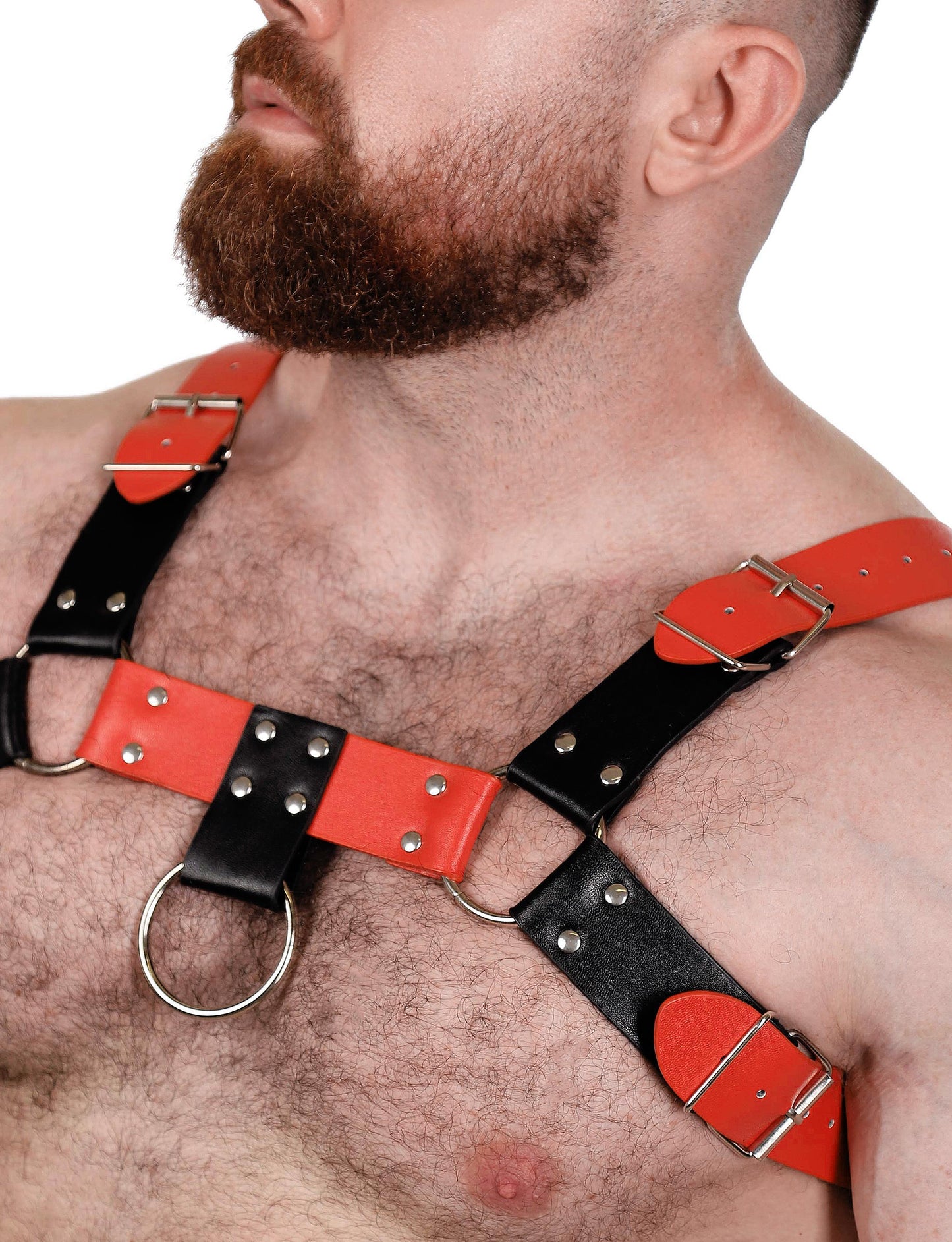 Vegan Leather Red and Black Harness