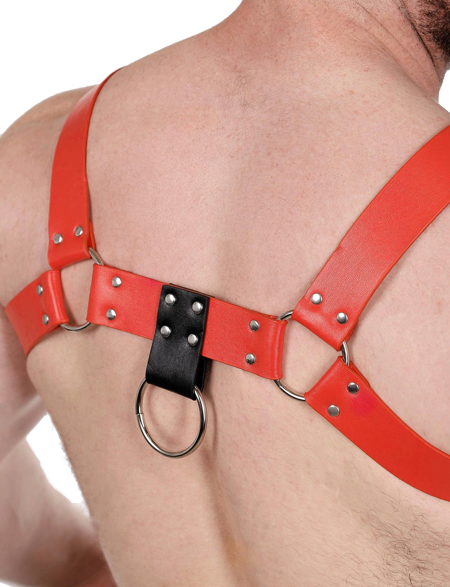 Vegan Leather Red and Black Harness