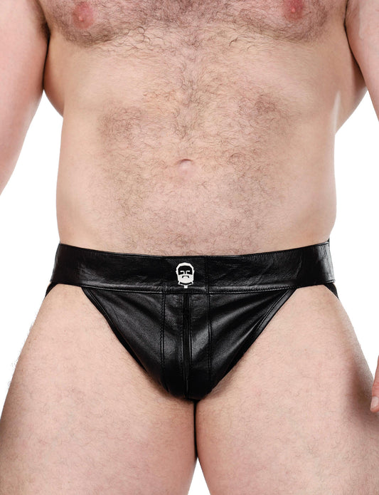 Easy Access Strong Leather Jockstrap - Black
