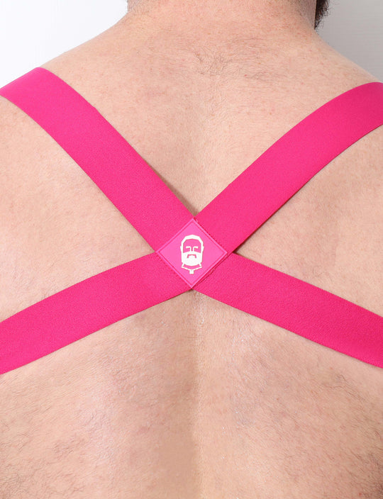 Treble Elastic Chest Harness - Fuchsia